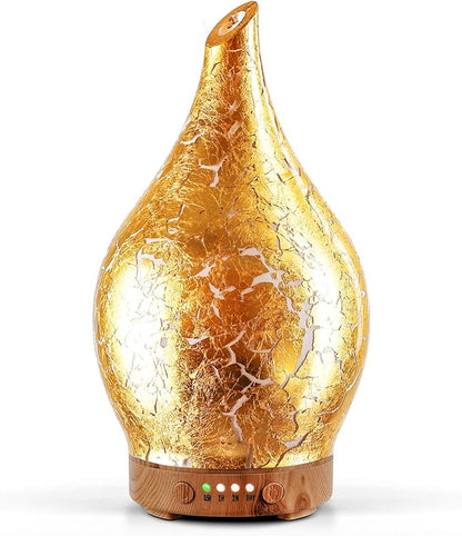 Porseme Essential Oil Diffuser Glass Aromatherapy Ultrasonic Humidifier, Air Refresh Auto Shut-Off, Timer Setting, BPA Free for Home Hotel Yoga Leisure SPA Gift 150ml Last 6H