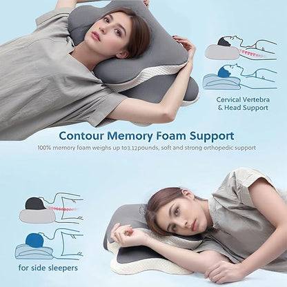 Ergo Pillow for Sleep Apnea, Neck Pain, and Snoring Relief | Cervical Neck Pillow for Side Sleepers | Orthopedic Memory Foam with Ergonomic Support