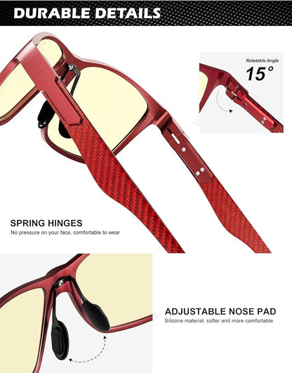 ANYLUV Blue Light Blocking Glasses Men Computer Gaming Glasses Lightweight Al-Mg Metal Anti Eyestrain Eye Protection