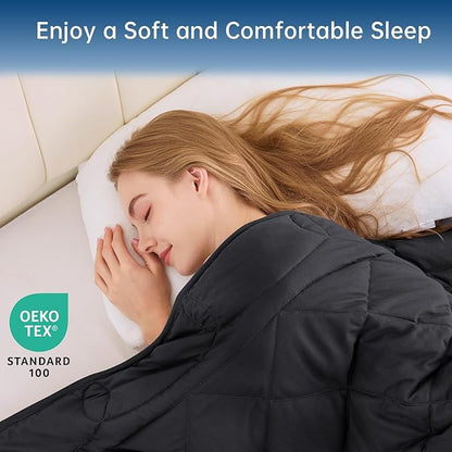 OMYSTYLE Weighted Blanket for Adults (12lbs, 48''x72'') - Twin Size Heavy Throw Blanket, Breathable and Cooling Microfiber Material with Premium Glass Bead for All Season Use, Machine Washable, Black