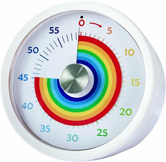 Visual Timer, Kitchen Timer Rainbow Disk 60 Minute Countdown Timer for Kids and Adults, Silent Time Management Tool(Rainbow)