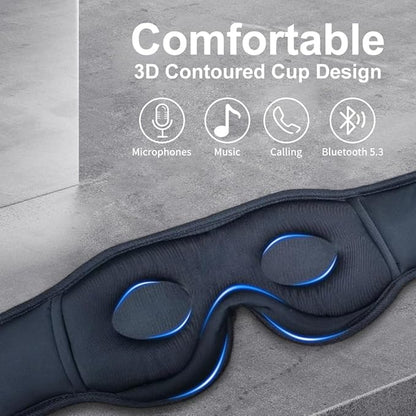 Bluetooth Sleep Mask Wireless Headphones 3D Bluetooth Eye Mask for Side Sleepers SYPVRY Blackout Eye Mask with Headphones Speaker for Airplane,Travel, Black