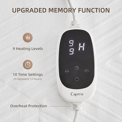 Multizone Waterproof Heated Mattress Pad, Individual Body &Feet Electric Mattress Bed Warmer 9 Heat Settings, 1-12Hours Auto Off, Deep Pocket, Fast Heating, Machine Washable Cal King 72" x 84"