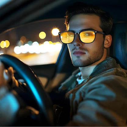 Blue Light Glasses for Woman Men | 99% Blue Light Blocking Glasses | Computer Glassess | Night Driving | Gaming | TV Phone Screen Reader Square Frame | Anti Eyestrain & UV Glare Protection
