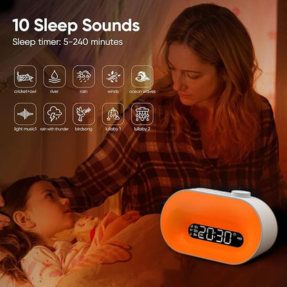 Sunrise Alarm Clock Wake Up Light, Gradual Sunlight Lamp Clock, Sound Machine with 10 Soothing Sounds, FM Radio, Nightlight, Bluetooth Speaker, Digital Clock for Bedroom, Kids, Heavy Sleepers Adults
