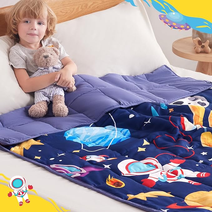 anfie Weighted Blanket Kids (36"x48" 5lbs) Weighted Blanket Cooling Blanket for Sleeping,Throw Size Breathable Blanket with Premium Glass Bead(Blue Aerospace)