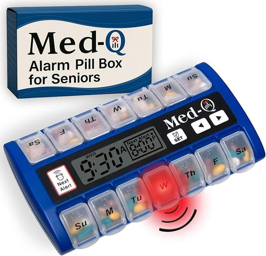 Digital Pill Box with Alarms – Pill Organizer with Flashing Lights & Beeping Reminders – Monthly Pill Dispenser for Seniors, Dementia, Alzheimer’s, Medication & Vitamin Management