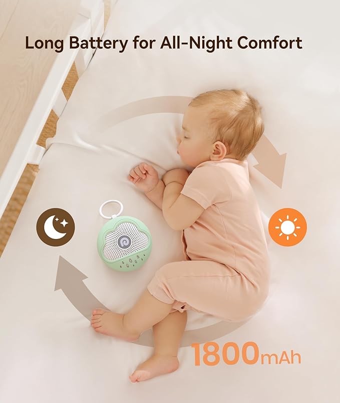 Dreamegg White Noise Machine - Portable Sound Machine Baby with Safe Silicone Cover, Features Powerful Battery, 21 Soothing Sound, Noise Canceling for Sleeping, Baby Registry Gift, Nursery(Green)