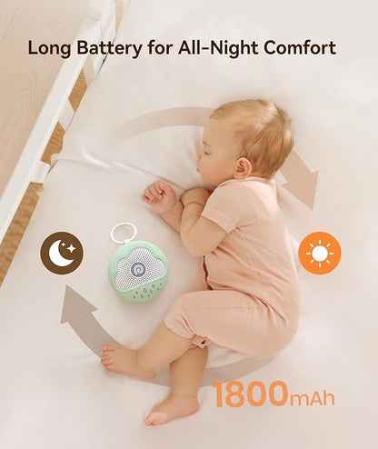 Dreamegg White Noise Machine - Portable Sound Machine Baby with Safe Silicone Cover, Features Powerful Battery, 21 Soothing Sound, Noise Canceling for Sleeping, Baby Registry Gift, Nursery(Green)