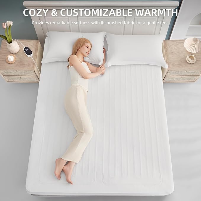 Heated Mattress Pad Twin XL Size Electric Mattress Bed Warmer 9 Heat Settings, 1-12 Hours Auto Off, Memory Function Deep Pocket, Fast Heating, Machine Washable Twin Plus 39“ x 80”