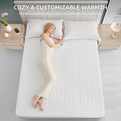 Heated Mattress Pad Twin Size Electric Mattress Bed Warmer 9 Heat Settings, 1-12 Hours Auto Off, Memory Function Deep Pocket, Fast Heating, Machine Washable Twin 39"x 75"