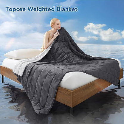 Topcee Weighted Blanket for Adults (25 lbs, 60" x 80") Queen Size Soft Cooling Heavy Blanket Sleeping, Apply to 240-260 lbs Body, Thick Breathable Blanket with Glass Bead, Easy Care