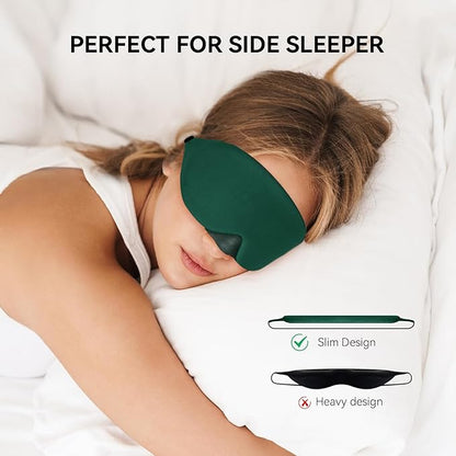 Mavogel Cotton Sleep Eye Mask - Breathable Light Blocking Sleep Mask, Soft Comfortable Night Eye Mask for Men Women, Eye Cover for Travel/Sleeping/Shift Work, Includes Travel Pouch (Green)