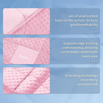 Topcee Weighted Blanket for Adults (20lbs 60"x80"), Minky Dots Heavy Blanket for 190-210lbs Sleeping, Soft, Cozy and Cooling Weighted Throw Blankets, Machine Washable, Pink