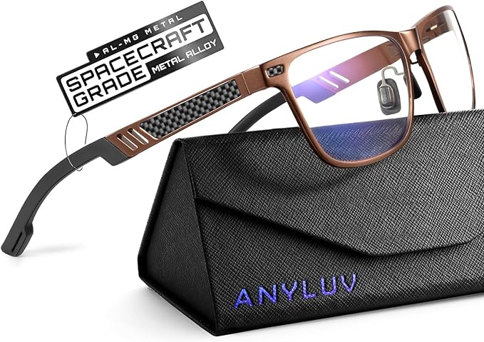 Blue Light Glasses Men Premium Mens Gaming Computer Glasses Clear Lens with Al-Mg Frame Anti Blue Ray Screen Blocker