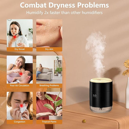 Portable Mini Humidifier, Auto Shut-Off, 2 Mist Modes, Quite, Small Humidifiers for Bedroom Travel Office Desk Plants (Black)