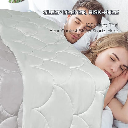 Cooling Comforter for Hot Sleepers - Lightweight Breathable Tencel Blend, Double Sided All-Season Comforter, Temperature Regulating & Machine Washable (Light Gray, Throw(70''L*60''W))