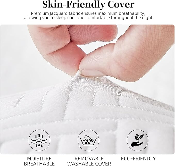 3 inch Memory Foam Mattress Topper Twin XL Bed, Gel Infused Memory Foam Mattress Pad with Cover for Back Pain Relief, 38x80 Inches