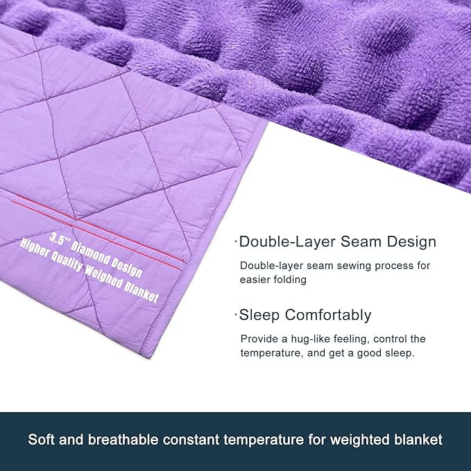 MAXTID Kids Weighted Blanket 3lbs 36"x48" Violet Heavy Blanket Purple Child Comfort Sensory Blankets for Girls & Boys