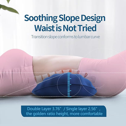 RESTCLOUD Adjustable Lumbar Support Pillow for Sleeping Memory Foam Back Support Pillow for Lower Back Pain Relief and Sleeping, Lumbar Support Pillow for Bed and Chair with 2 Insert Pads