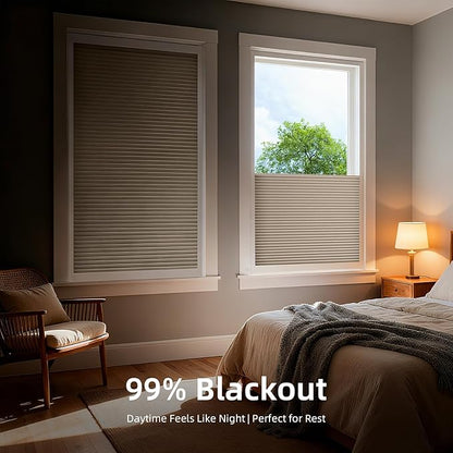 ZSTARR Motorized Skylight Shades Blackout Cellular Honeycomb Electric Blinds with Solar Panel Cordless Rechargeable with Remote for Roof and Slanted Windows Custom Size (BO Printed Wheat)