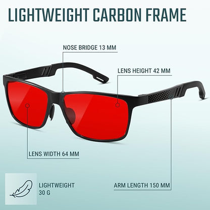 Carbon Blue Light Blocking Glasses Men for Computer, Gaming, Metal Frame Green Light Protection Night Driving Glasses for Man