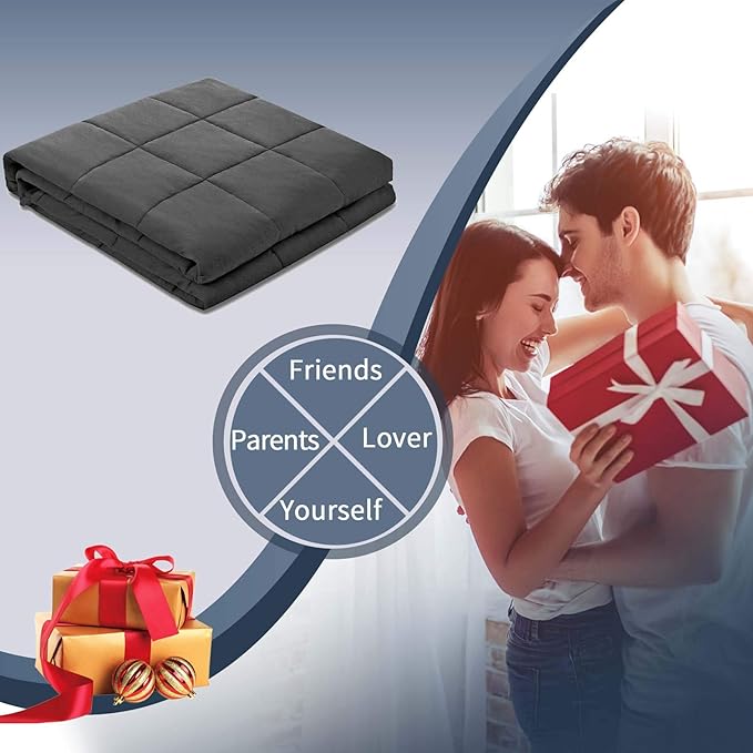 Smart Queen Weighted Blanket for Adults (5 lbs, 41"x 60", Throw Size), Soft Heavy Throw Blanket for Napping, Bed & Fall Season, Machine Washable, Soft Cotton