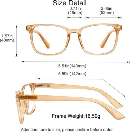 YEIN Progressive Multifocus Reading Glasses, Spring Hinge Blue Light Blocking Glasses for Women Men, No Line Multifocal Readers with Clear Lenses (+0.00/+2.00 magnification)