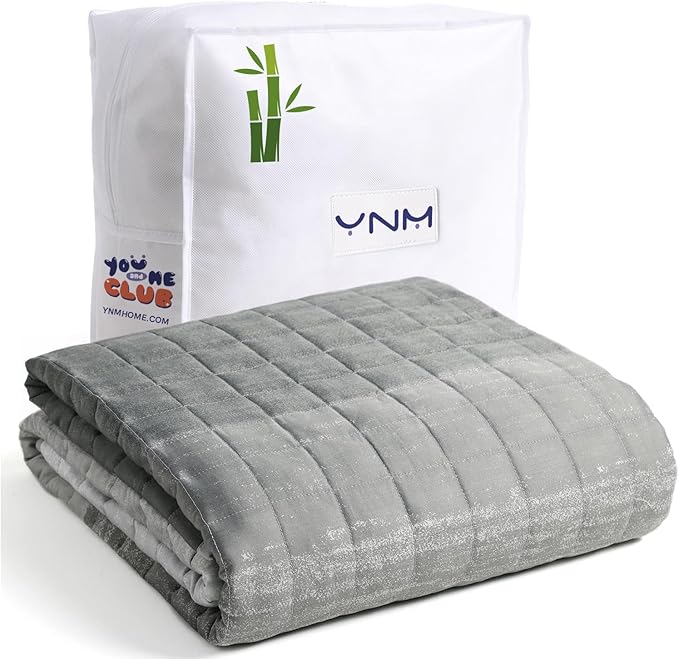 YnM Cooling Weighted Blanket, Rayon Derived from Bamboo Oeko-Tex Certified Material, Bed Blanket for One Person of 240lbs, Ideal for Queen/King Bed (60x80 Inches, 25 Pounds, Gradient Dark Grey)
