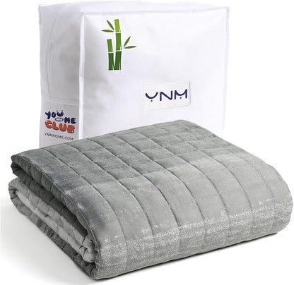 YnM Cooling Weighted Blanket, Rayon Derived from Bamboo Oeko-Tex Certified Material, Bed Blanket for One Person of 240lbs, Ideal for Queen/King Bed (60x80 Inches, 25 Pounds, Gradient Dark Grey)