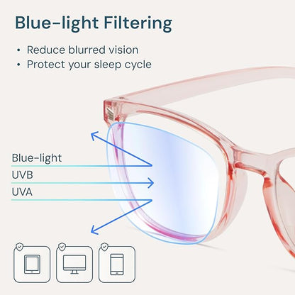 Blue Light Blocking Glasses - Fashion Square Eyeglasses, Anti UV Ray Computer Gaming Glasses Blue Blockers for Women/Men