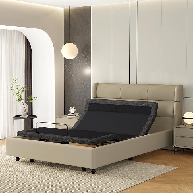 Vipbear Queen Adjustable Beds with Thickened Frame, Adjustable Bed Frame with Pillow-Tilt,Separate Head/Foot Lift,Smart APP Control, Massage, Zero Gravity, Anti-Snore, Wireless Remote,USB Ports