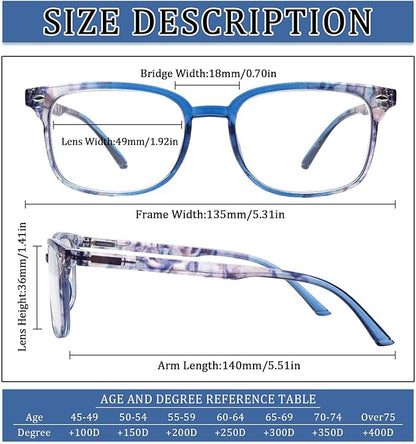 5 Pack Reading Glasses Blue Light Blocking for Women,Computer Readers with Spring Hinge