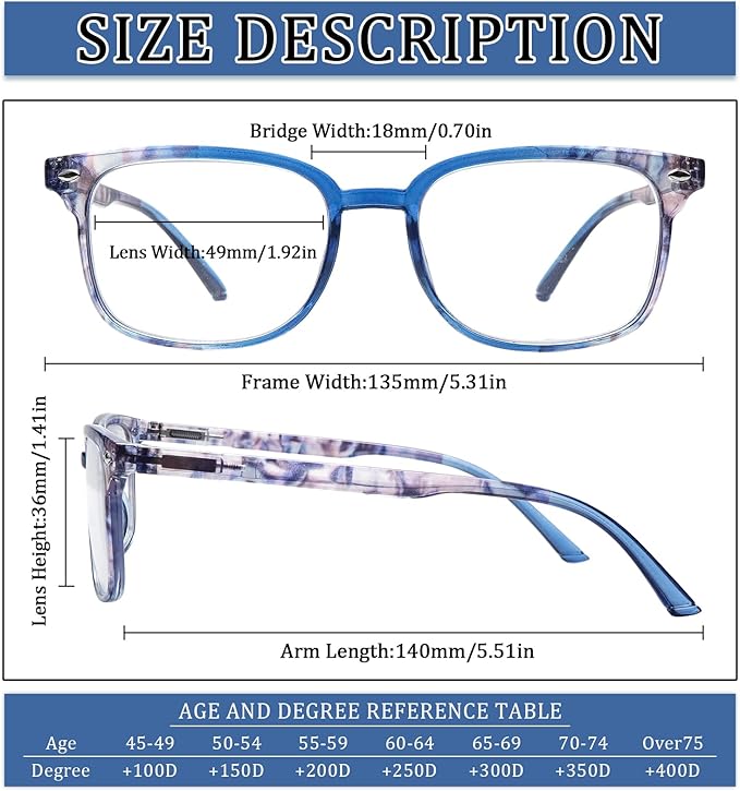 5 Pack Reading Glasses Blue Light Blocking for Women,Computer Readers with Spring Hinge