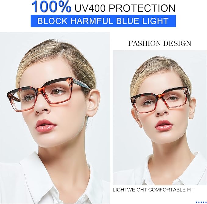 MARE AZZURO Blue Light Blocking Reading Glasses Women Computer Readers 0 100 125 150 175 200 225 250 275 300 350 400 500 600 (Brown, 3.5)