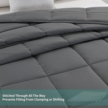 HOMBYS Oversized King Comforter 120x120, Lightweight Quilted Down Alternative Duvet Insert for All Season,Grey,8 Corner Tabs