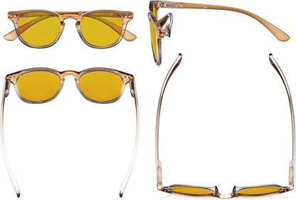 Eyekepper Ladies Blue Light Blocking Reading Glasses with Amber Tinted Filter Lens - Gradient Frame Computer Readers Women - Brown-Clear Frame +1.50