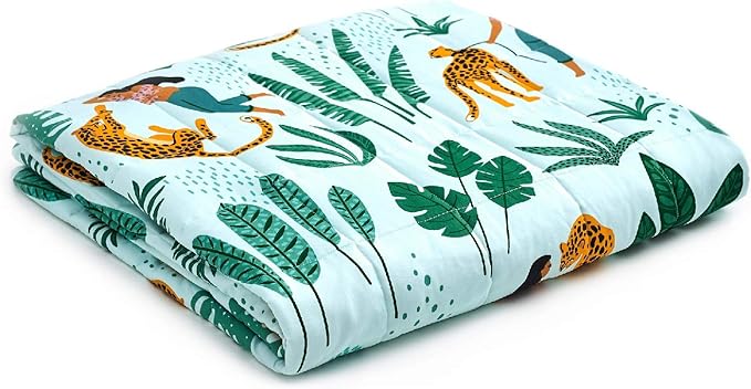 YnM Cooling Weighted Blanket,Bed Blanket for Two Person of 140~240lbs, Ideal for Queen/King/Ca King Bed (80x87 Inches, 30 Pounds, Leopard)| A Duvet Included
