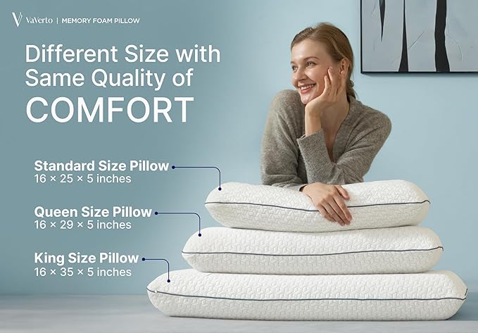 Cooling Gel Memory Foam Pillow - 1-Pack - Standard Size Bed Pillows For Sleeping - Medium-Firm - Back, Stomach and Side Sleeper Pillow - Shoulder & Back Pain Relief - Washable , Bamboo Viscose Cover