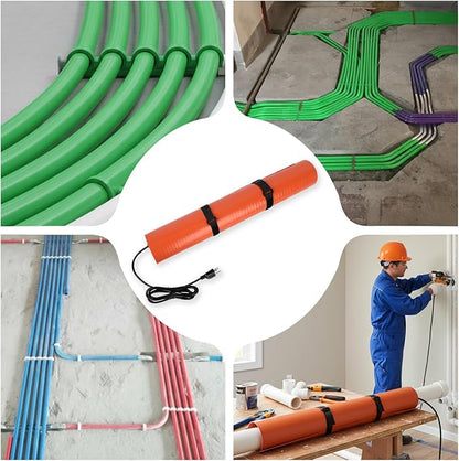 PVC Heating Blanket for Conduit Bender, Pipe Heater with Overheat Protection & Fixing Strap, Fast Heating in 3 Mins, Durable for Easy Pipe Bending 120V/200W (M+L)