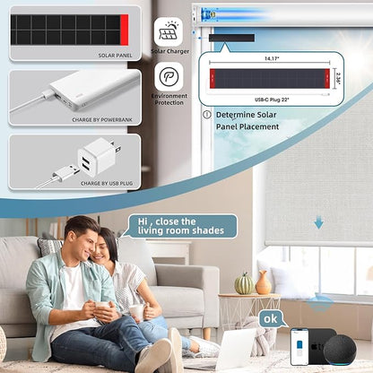 SmartWings Motorized Roller Shades Work with Homekit, 100% Blackout Smart Blinds for Windows, Cordless Remote Control Window Shades, Vigor White, Customized Size