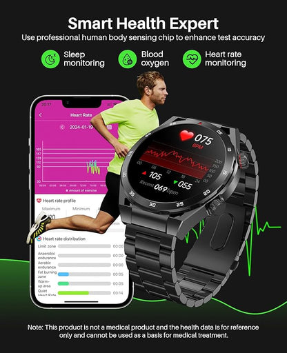 EarlySincere Smart Watch with Bluetooth Call,1.39" Smartwatches for Men Women, Fitness Watch with Blood Oxygen/HR/Sleep, IP67 Waterproof for Android iOS Black