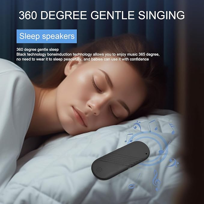Under Pillow Speaker Bone Conduction Stereo, Multifunction Stereo Deep Bass Mini Bluetooth Conduction Speaker for Sleeping, Mini Portable Pillow Speaker for Sleep Aid Under Sleep Pillow