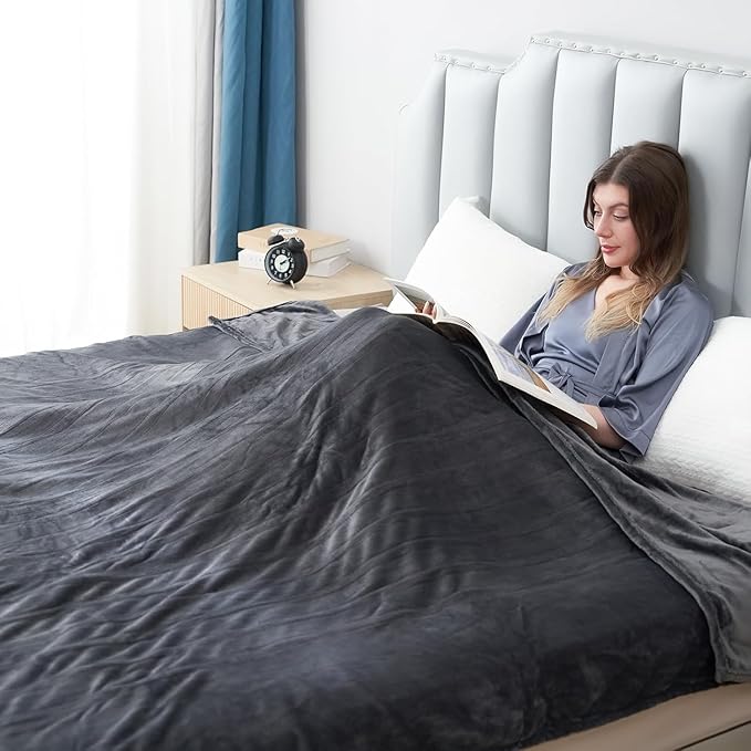 Electric Heated Blanket Twin Size 62"x84", Fast Heating Throw, Soft Plush Microplush for Bed & Couch, 1-10Hs Auto Off & 6 Heating Levels, Machine Washable, Gifts for Grandma & Family-Dark Gray