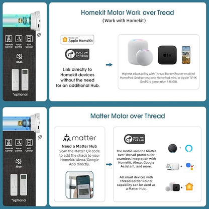 Motorized Blind,Work with Homekit Thread-Enabled,100% Blackout Smart Shades with Remote Control,Electric Roller Shade, Custom Size,Bouvardia Dark Grey