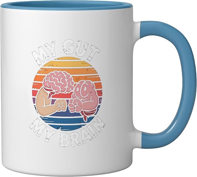 Relaxation Breathing Vagus Nerve Stimulation Stress Relief Ceramic Mug, Blue/White