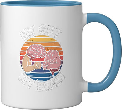 Relaxation Breathing Vagus Nerve Stimulation Stress Relief Ceramic Mug, Blue/White