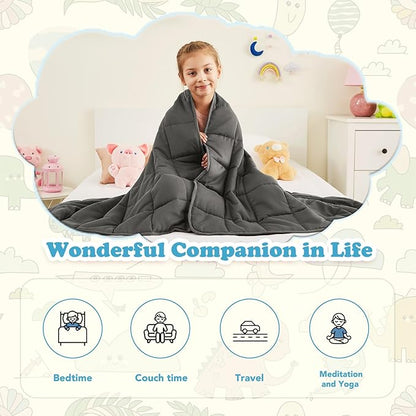 CuteKing Weighted Blanket (10lbs, 50"x60", Grey) Heavy Blanket for 90-100lbs, Weighted Blanket for Cooling & Heating with Premium Glass Beads, Soft Thick Blanket All-Season