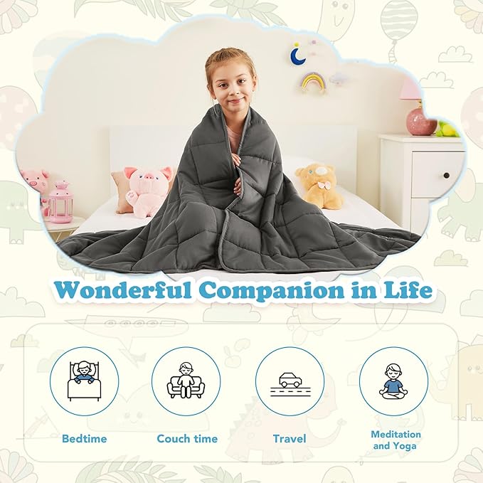 CuteKing Weighted Blanket (4lbs, 36"x48", Grey) Heavy Blanket for 40-60lbs, Weighted Blanket for Cooling & Heating with Premium Glass Beads, Soft Thick Blanket All-Season