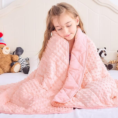yescool Pink Weighted Blanket 10 Pounds Twin Size Cooling Weighted Throw Blanket, Minky Heavy Blankets Warm Weighted Comforter, Big Washable Thick Blankets Gift for 80-120lbs, 40 * 60in